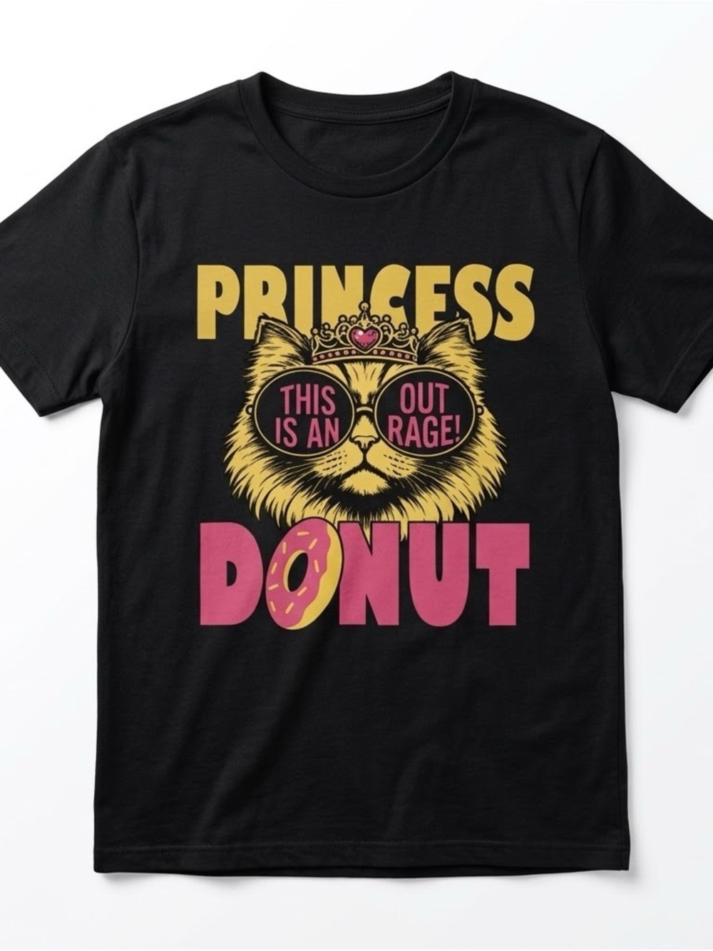 Princess Donut Cat Graphic Tee Black Gildan